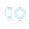 Plan coté 4 mm, Entretoise lisse laiton nickelé Ø5,4x10mm pour vis M5