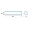 Plan coté 45 mm, Entretoise lisse laiton nickelé Ø6,4x11mm pour vis M6