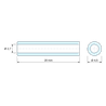 Plan coté 20 mm, Entretoise lisse acier zingué Ø2,7x4,5mm pour vis M2,5