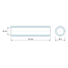 Plan coté 24 mm, Entretoise lisse acier zingué Ø4,5x6mm pour vis M4