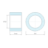 Plan coté 5 mm, Entretoise lisse acier zingué Ø5,6x8mm pour vis M5