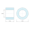 Plan coté 7 mm, Entretoise lisse acier zingué Ø6,4x10mm pour vis M6