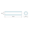 Plan coté 45 mm, Entretoise lisse acier zingué Ø6,4x10mm pour vis M6