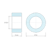 Plan coté 8 mm, Entretoise lisse acier zingué Ø10,4x16mm pour vis M10