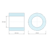 Plan coté 14 mm, Entretoise lisse acier zingué Ø10,4x16mm pour vis M10