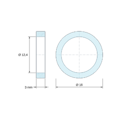 Plan coté 3 mm, Entretoise lisse acier zingué Ø12,4x16mm pour vis M12
