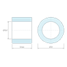 Plan coté 6 mm, Entretoise lisse acier inoxydable Ø5,4x8mm pour vis M5