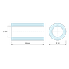 Plan coté 19 mm, Entretoise lisse acier inoxydable Ø6,4x10mm pour vis M6