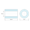 Plan coté 20 mm, Entretoise lisse acier inoxydable Ø8,4x14mm pour vis M8