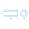 Plan coté 20 mm, Entretoise lisse aluminium Ø6x12mm pour vis M6