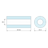 Plan coté 25 mm, Entretoise lisse aluminium Ø6x12mm pour vis M6