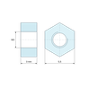 Plan coté 3 mm, Entretoise manchon hexagonal fileté femelle/femelle acier zingué bleu M3