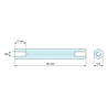 Plan coté 45 mm, Entretoise manchon hexagonal fileté femelle/femelle acier zingué bleu M3