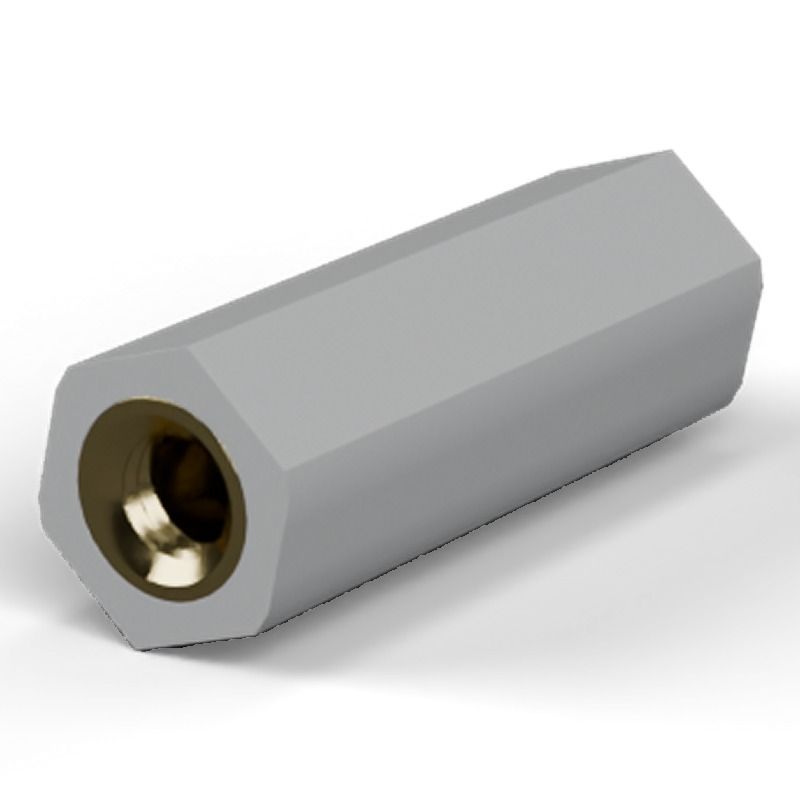 Entretoise isolante hexagonale filetée femelle/femelle plastique PA6.6 insert laiton M3 - 6 mm sur plats