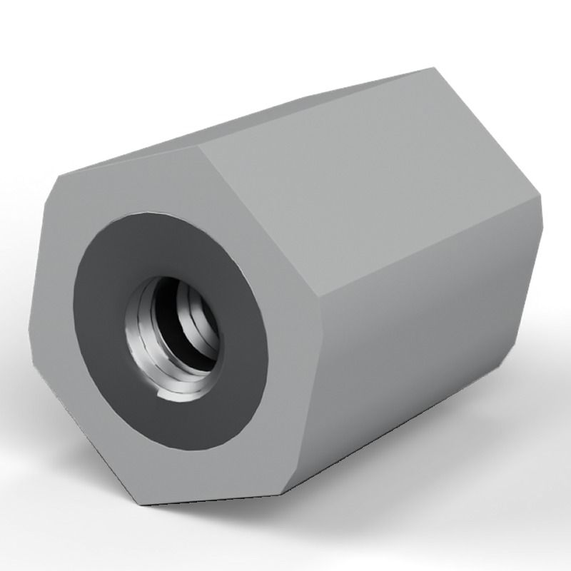 Entretoise isolante hexagonale filetée femelle/femelle plastique polyester insert acier M8 - 21 mm sur plats