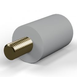 Entretoise isolante ronde filetée mâle/femelle plastique PA6.6 insert laiton M10 - Ø25 mm