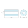 Plan coté 6 mm, Entretoise lisse céramique C221 Ø1,2x2,8mm