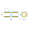 Plan coté 25 mm, Entretoise isolante ronde filetée femelle/femelle plastique PA6.6 insert laiton M6 - Ø12,7 mm