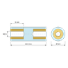 Plan coté 16,5 mm, Entretoise isolante ronde filetée femelle/femelle plastique PA6.6 insert laiton M2,5 - Ø6,5 mm