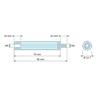 Plan coté 70 mm, Entretoise isolante ronde filetée mâle/femelle plastique PA6.6 insert laiton M5 - Ø12,7 mm