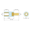 Plan coté 25 mm, Entretoise isolante ronde filetée mâle/femelle plastique PA6.6 insert laiton M6 - Ø12,7 mm