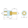 Plan coté 10 mm, Entretoise isolante ronde filetée mâle/femelle plastique PA6.6 insert laiton M3 - Ø6,5 mm