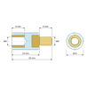 Plan coté 13 mm, Entretoise isolante ronde filetée mâle/femelle plastique PA6.6 insert laiton M4 - Ø8 mm