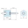 Plan coté 26 mm, Entretoise isolante hexagonale filetée mâle/femelle plastique polyester insert acier M6 - 21 mm sur plats