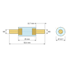 Plan coté 25 mm, Entretoise isolante ronde filetée mâle/mâle plastique PA6.6 insert laiton M6 - Ø12,7 mm