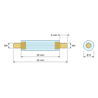 Plan coté 30 mm, Entretoise isolante ronde filetée mâle/mâle plastique PA6.6 insert laiton M4 - Ø8 mm