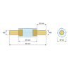 Plan coté 20 mm, Entretoise isolante ronde filetée mâle/mâle plastique PA6.6 insert laiton M5 - Ø9,5 mm