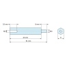 Plan coté 43 mm / 8 mm, Entretoise hexagonale filetée mâle/femelle plastique polyamide PA6.6 M3 / M4 - 8 mm sur plats