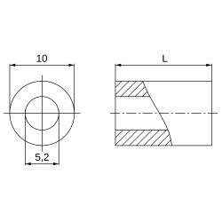 Entretoise lisse plastique polystyrène Ø5,2x10mm pour vis M5