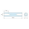 Plan coté 28 mm, Entretoise hexagonale filetée femelle/femelle laiton nickelé sans plomb M3 - 5 mm sur plats