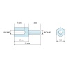 Plan coté 10 mm / 8 mm, Entretoise hexagonale filetée mâle/femelle plastique polyamide PA6.6 UL94-HB UNC4-40 - 5,5 mm sur plats