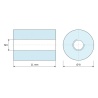 Plan coté 11 mm, Entretoise ronde filetée femelle/femelle plastique polyamide PA6 renforcé fibre de verre UL94-HB M3 - Ø8 mm