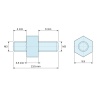 Plan coté 3,5 mm / 4 / 6 mm, Entretoise hexagonale filetée mâle/mâle acier zingué M3 - 5,5 mm sur plats, tiges 4 et 6 mm