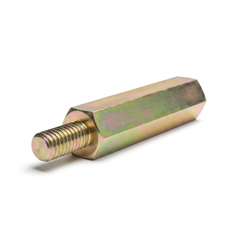 Entretoise hexagonale filetée mâle/femelle acier zingué jaune sans plomb M4 - 7 mm sur plats