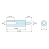 Plan coté 25 mm / 8 mm, Entretoise hexagonale filetée autotaraudeuse acier zingué sans plomb M4 / ST4,2 - 7 mm sur plats
