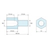 Plan coté 15 mm / 14 mm, Entretoise hexagonale filetée mâle/femelle acier zingué bleu sans plomb M8 - 13 mm sur plats