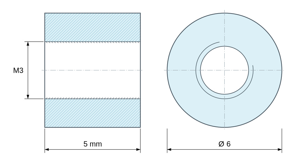 Plan coté Entretoise ronde filetée femelle/femelle plastique polyamide PA6 renforcé fibre de verre blanc UL94-V2 M3 - Ø6 mm Plan coté Entretoise ronde filetée femelle/femelle plastique polyamide PA6 renforcé fibre de verre blanc UL94-V2 M3 - Ø6 mm