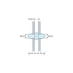 Support de carte à clipser des deux côtés, polyamide PA6.6 naturel UL94-V2, trou de carte Ø3,2 mm, carte 1,6 mm
