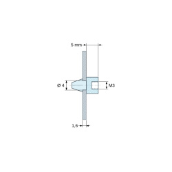 Support de carte à clipser, taraudé M3, polyamide PA6.6 noir UL94-HB, trou de carte Ø4 mm, carte 1,6 mm