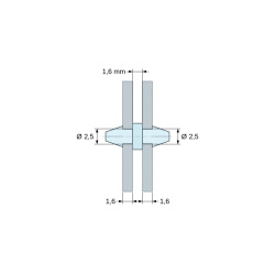 Support de carte à clipser des deux côtés, polyamide PA6.6 naturel UL94-V2, trou de carte Ø2,5 mm, carte 1,6 mm