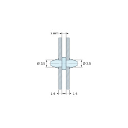 Support de carte à clipser des deux côtés, polyamide PA6.6 naturel UL94-V2, trou de carte Ø3,5 mm, carte 1,6 mm