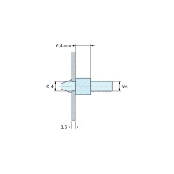 Support de carte à clipser, fileté M4, polyamide PA6.6 naturel UL94-V0, trou de carte Ø4 mm, carte 1,6 mm
