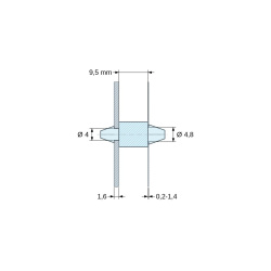 Support de carte à clipser des deux côtés, polyamide PA6.6 naturel UL94-V2, carte Ø4 mm 1,6 mm / châssis Ø4,8 mm 0,2 à 1,4 mm