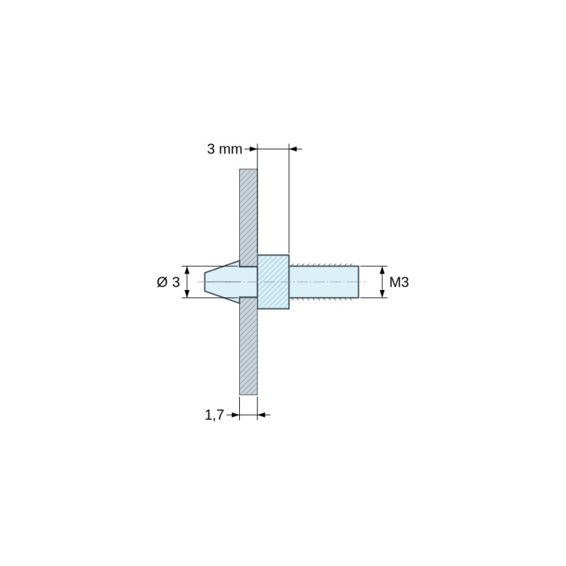 Support de carte à clipser M3 Plastique PA6.6 noir