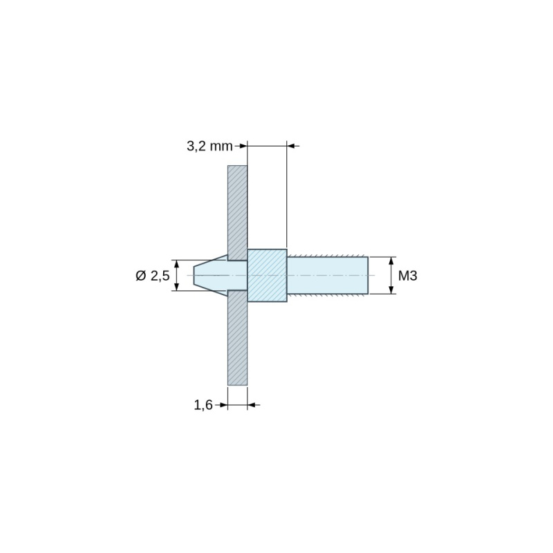Support de carte à clipser M3 Plastique PA6.6 naturel