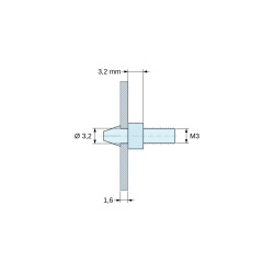 Support de carte à clipser, fileté M3, polyamide PA6.6 naturel UL94-V2, trou de carte Ø3,2 mm, carte 1,6 mm